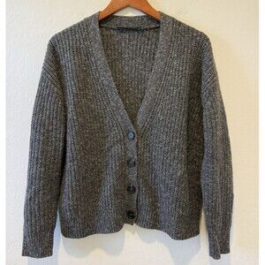 Jenni Kayne Boucle Cocoon Cardigan Sweater XS Alpaca Merino Wool Smoke Gray SOFT